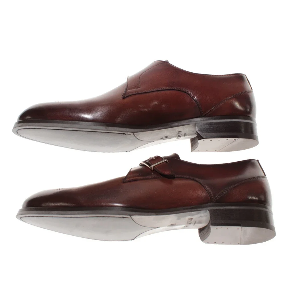 Pastori NWB Single Monk Strap Dress Shoes Size 11.5 US in Brown Leather